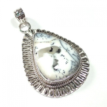 Exquisitely handcrafted vintage design pure silver dendrite agate pendant jewelry